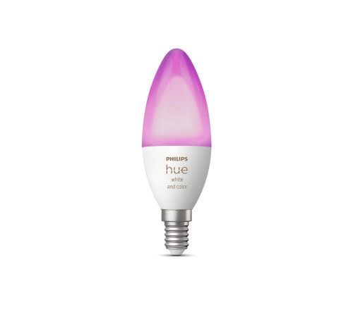 Лампа розумна Philips Hue E14, 5.3W(40Вт), 2000K-6500K, RGB, ZigBee, Bluetooth, димування