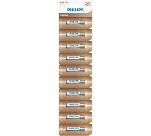 Батарейка Philips AAA bat Alkaline 10шт (LR03AL10S/10)