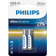 Батарейка Philips AAA bat Alkaline 2шт Ultra Alkaline (LR03E2B/10)