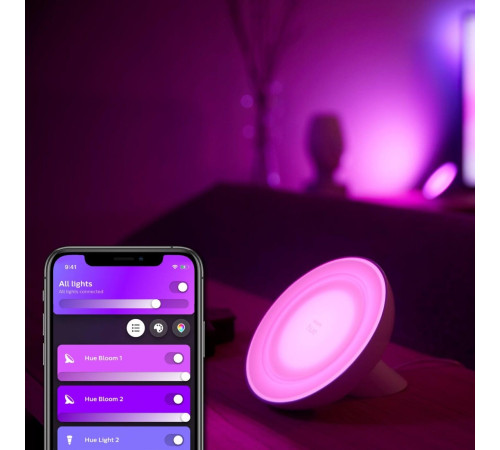 Розумний світильник Philips Hue Bloom 2000K-6500K Color Bluetooth чорний (929002376001)