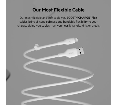 Кабель Belkin USB-A - Lightning силіконовий, з кліпсою, 1м, білий