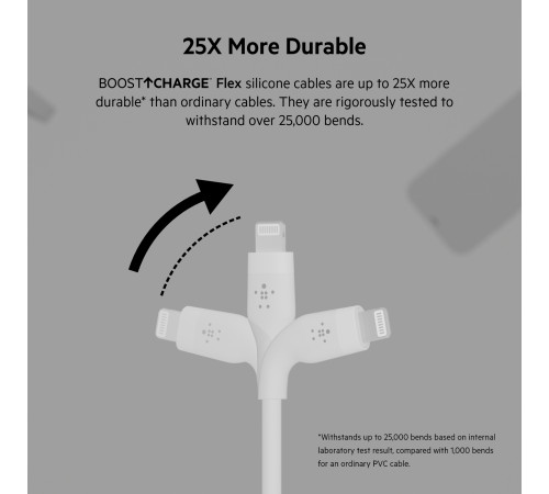 Кабель Belkin USB-A - Lightning силіконовий, з кліпсою, 1м, білий