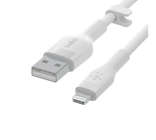 Кабель Belkin USB-A - Lightning силіконовий, з кліпсою, 1м, білий