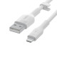 Кабель Belkin USB-A - Lightning силіконовий, з кліпсою, 1м, білий