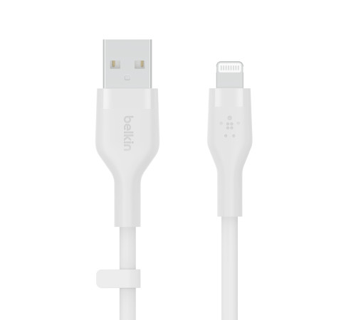 Кабель Belkin USB-A - Lightning силіконовий, з кліпсою, 1м, білий