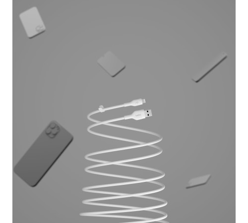 Кабель Belkin USB-A - Lightning силіконовий, з кліпсою, 1м, білий