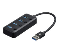 Адаптер 2Е USB-A - 4*USB3.0, Hub with switch, 0.25m