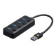 Адаптер 2Е USB-A - 4*USB3.0, Hub with switch, 0.25m
