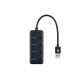 Адаптер 2Е USB-A - 4*USB3.0, Hub with switch, 0.25m
