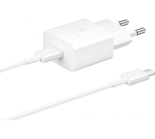 Мережевий зарядний пристрій Samsung 15W Power Adapter (w C to C Cable) White
