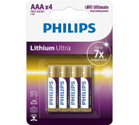Батарейка Philips AAA bat Alkaline 4шт Lithium Ultra (FR03LB4A/10)