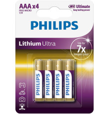 Батарейка Philips AAA bat Alkaline 4шт Lithium Ultra (FR03LB4A/10)