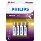 Батарейка Philips AAA bat Alkaline 4шт Lithium Ultra (FR03LB4A/10)