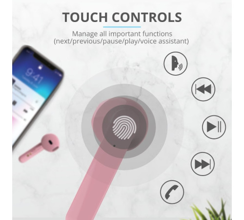 Навушники Trust Primo Touch True Wireless Mic Pink
