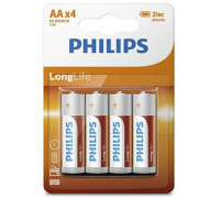 Батарейка Philips AA bat Carbon-Zinc 4шт LongLife (R6L4B/10)