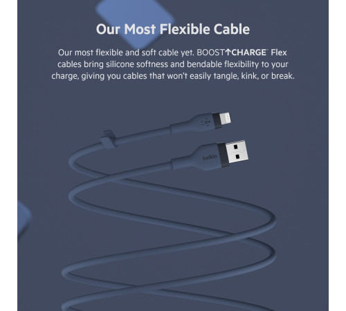 Кабель Belkin USB-A - Lightning силіконовий, з кліпсою, 1м, синій