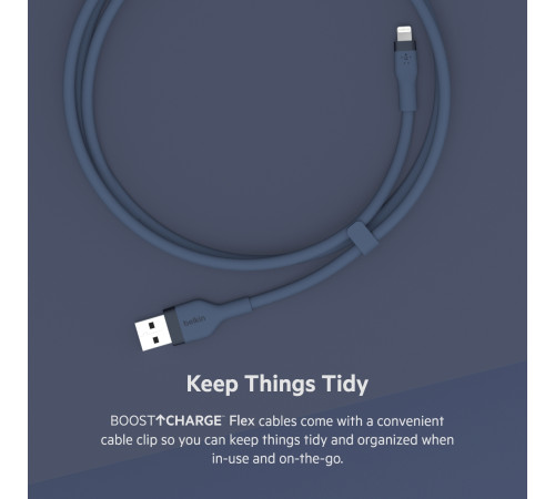 Кабель Belkin USB-A - Lightning силіконовий, з кліпсою, 1м, синій