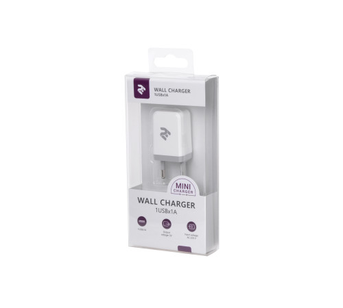 Мережевий ЗП 2E USB Wall Charger USB:DC5V/1A, white